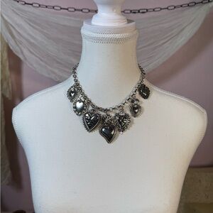 Sold | Vintage Silver Tone Sacred Heart Charm Necklace